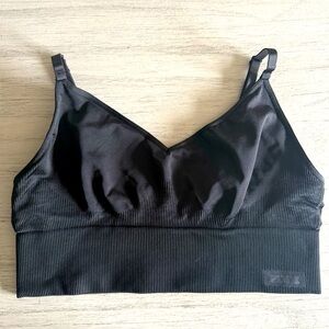 PINK Victoria's Secret Satin Seamless Longline Sports Bra | Black | Sz Med |NWT!